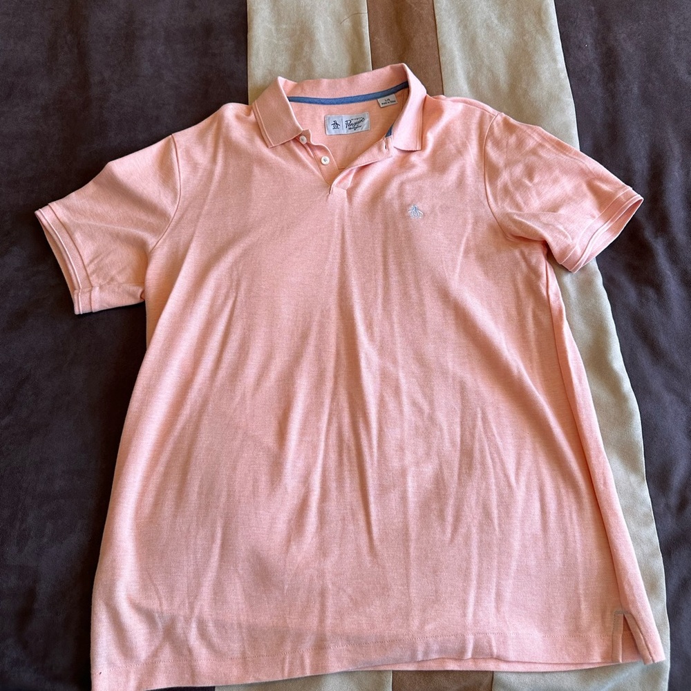 Original Penguin men’s large polo shirt, salmon pink color, unworn